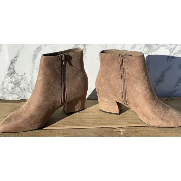 Soda Womens Size 10 Taupe Faux Suede Ankle Booties With Side Zipper & Block Heel - Picture 5 of 8